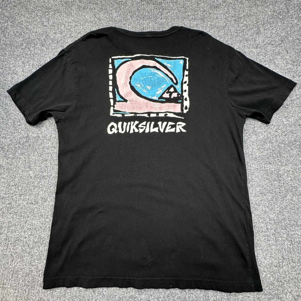 Quiksilver Shirt Mens XL (Fits as Large) Black Wave Graphic Print Surf Skate Tee
